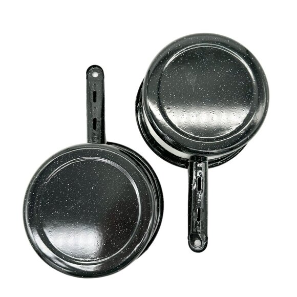 Granite Wear Saucepan Casserole 2 Qt 1.9 L Black Speckled Set of 2 - Picture 4 of 8